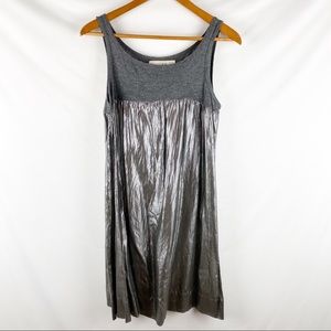 Silk baby doll metallic gray cocktail dress, M